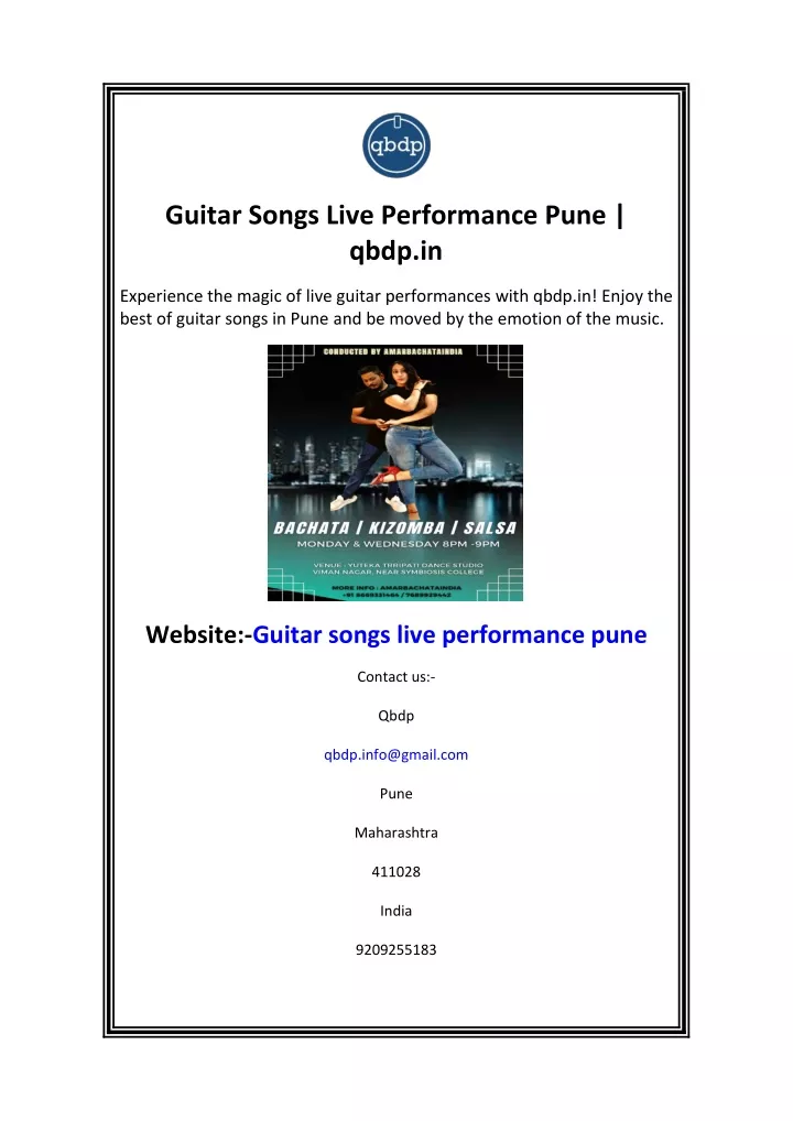 guitar songs live performance pune qbdp in