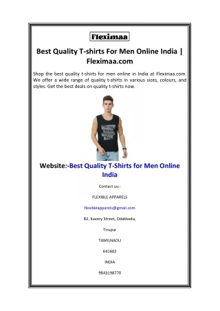 Best Quality T-shirts For Men Online India  Fleximaa.com