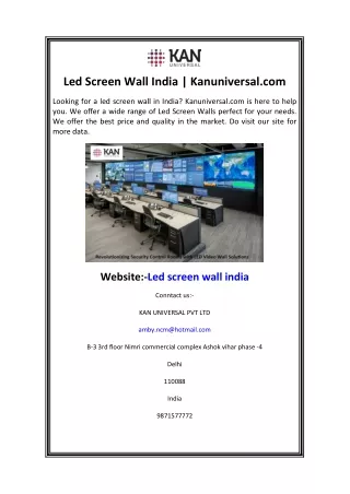 Led Screen Wall India  Kanuniversal.com