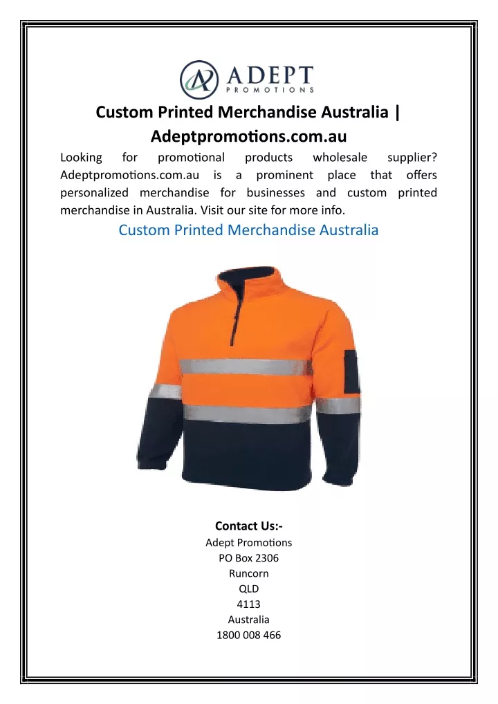 custom printed merchandise australia