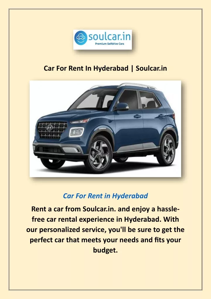 car for rent in hyderabad soulcar in