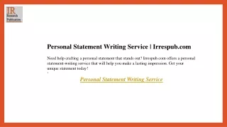 Personal Statement Writing Service  Irrespub.com