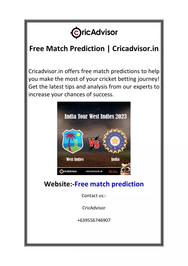 free match prediction cricadvisor in