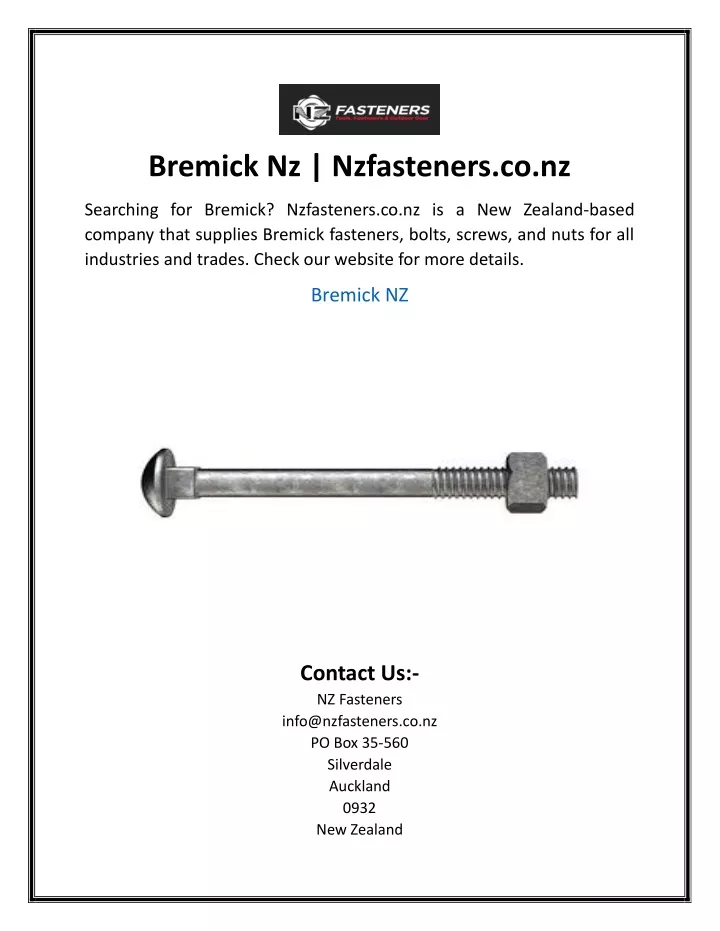 bremick nz nzfasteners co nz