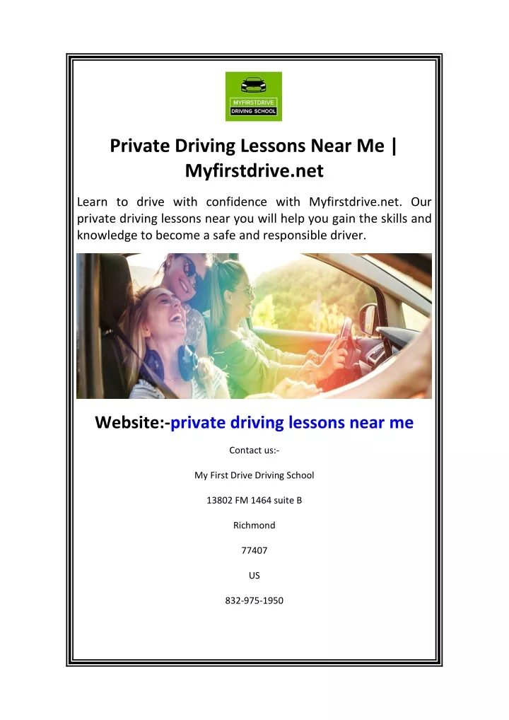 private driving lessons near me myfirstdrive net