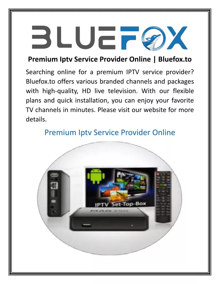 premium iptv service provider online bluefox to