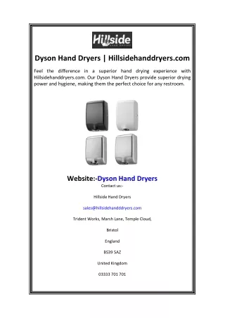 Dyson Hand Dryers  Hillsidehanddryers.com