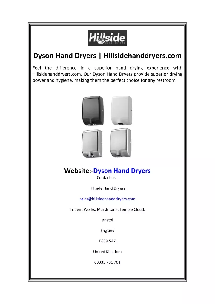 dyson hand dryers hillsidehanddryers com