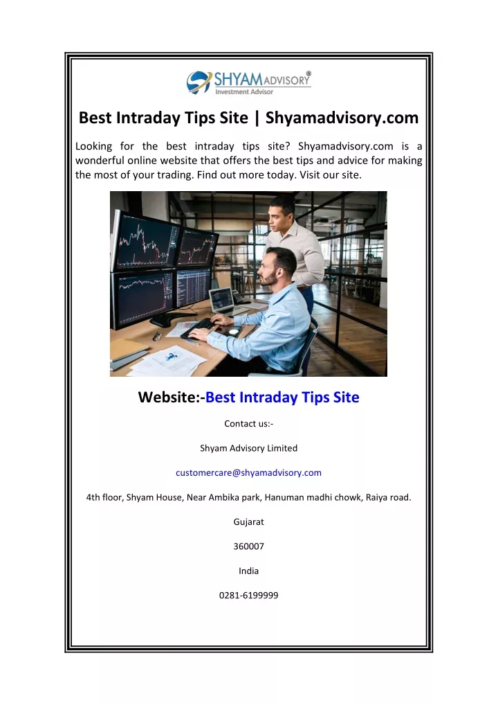 best intraday tips site shyamadvisory com