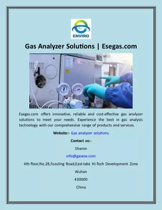 Gas Analyzer Solutions  Esegas