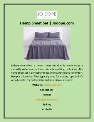 Hemp Sheet Set  Jodope
