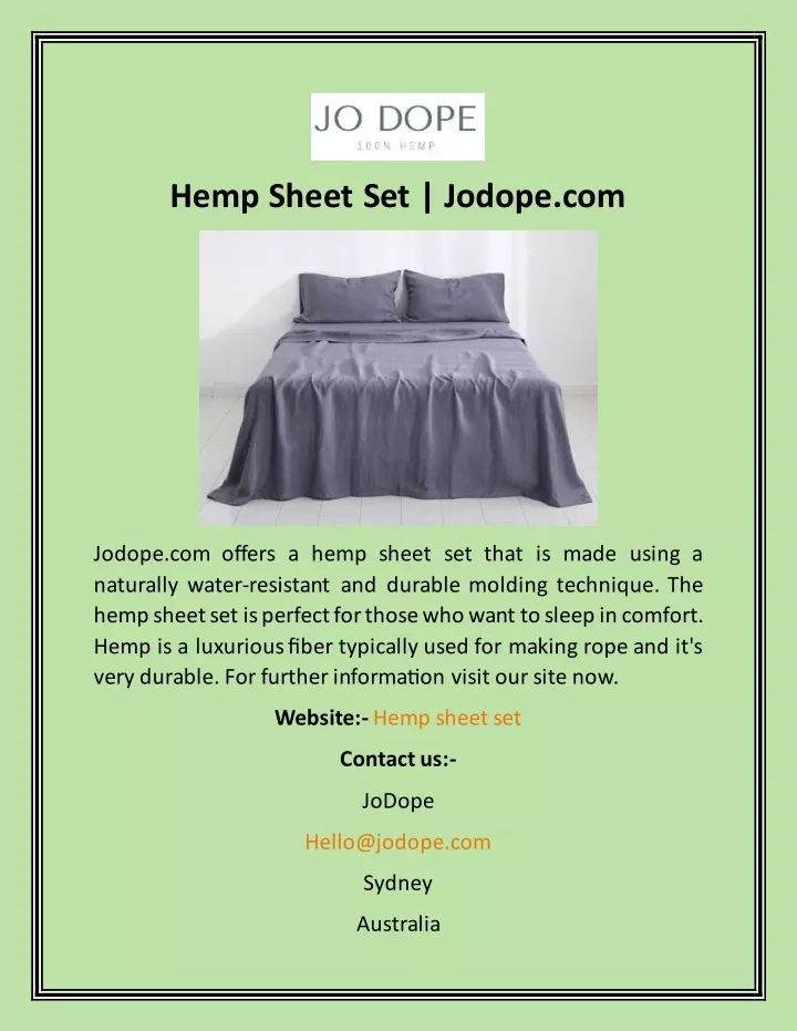 hemp sheet set jodope com