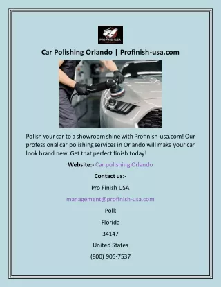 Car Polishing Orlando Profinish-usa