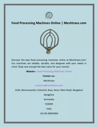 food processing machines online mechtrace com