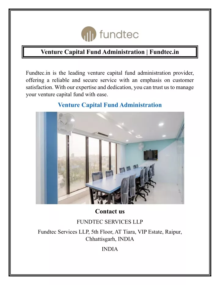 venture capital fund administration fundtec in