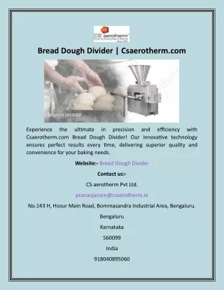 Bread Dough Divider  Csaerotherm