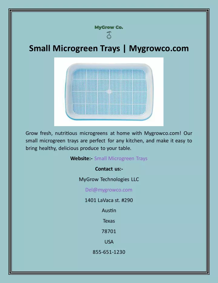small microgreen trays mygrowco com