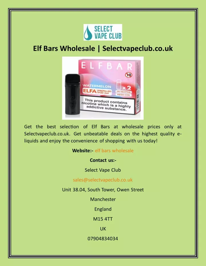 elf bars wholesale selectvapeclub co uk