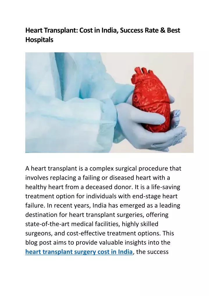 heart transplant cost in india success rate best