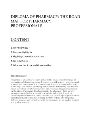 Complete Roadmap of Pharmacy