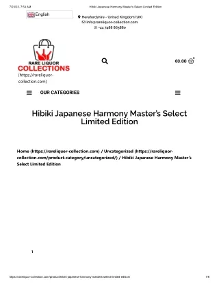 Buy Hibiki Japanese Harmony From Rareliquor-collection.com