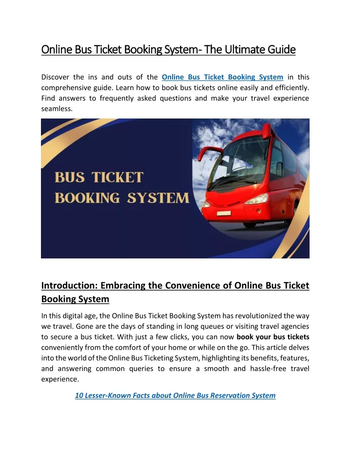o online bus ticket booking system nline