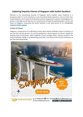 Discover Delights of Singapore with Soulful Vacationz