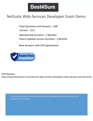 NetSuite Web Services Developer Exam Dumps and Practice Tests