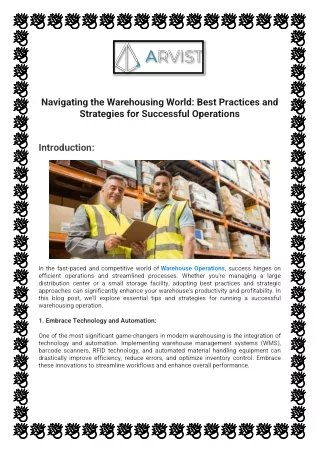 Navigating the Warehousing World: Best Practices and Strategies for Successful O