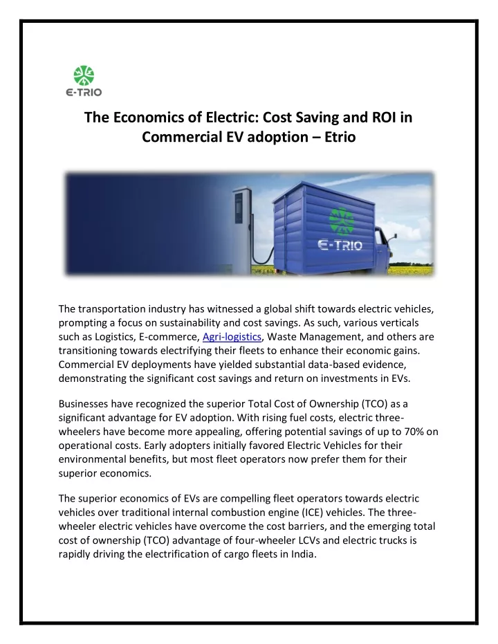 the economics of electric cost saving