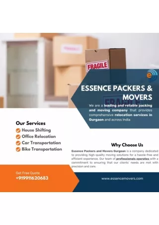 Essence packers and movers - Best Movers in Gurgaon