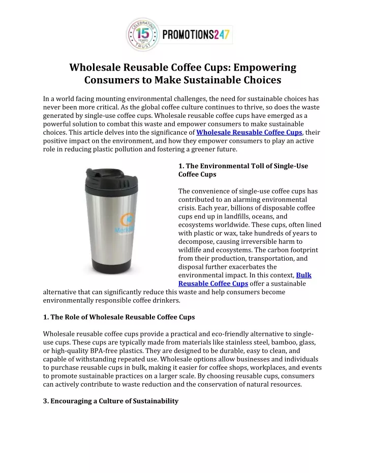 wholesale reusable coffee cups empowering