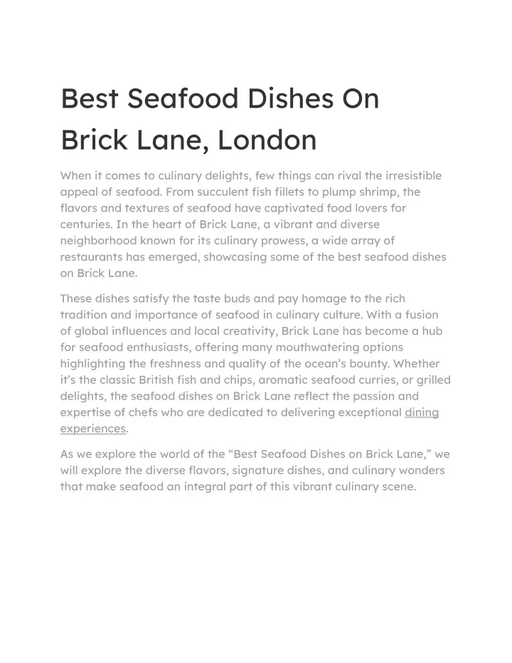 best seafood dishes on brick lane london
