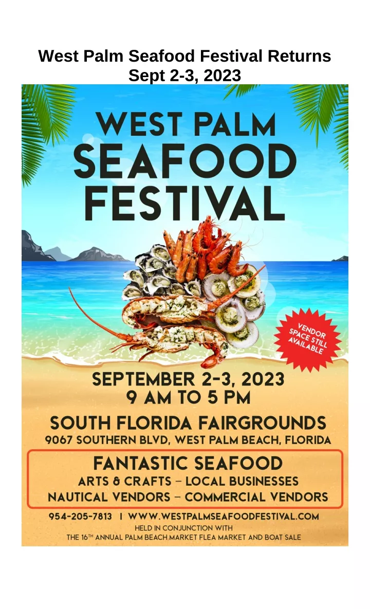 west palm seafood festival returns sept 2 3 2023