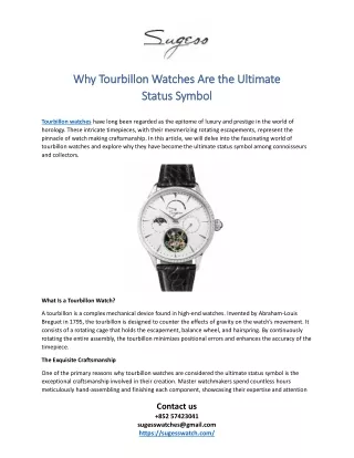 Why Tourbillon Watches Are the Ultimate Status Symbol