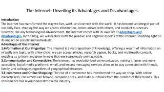 the internet unveiling its advantages and disadvantages
