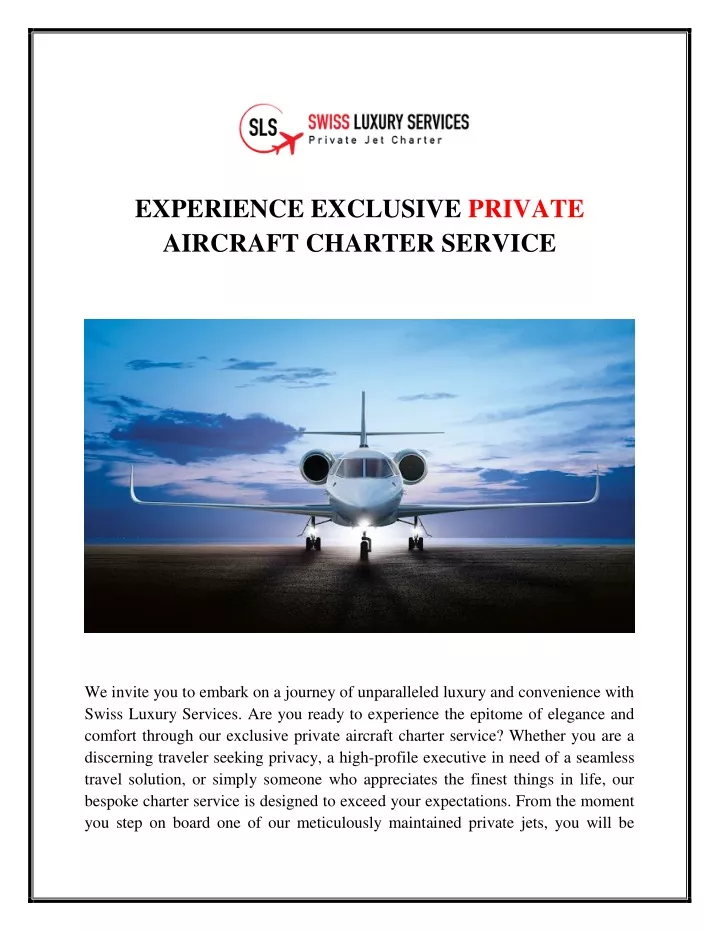 experience exclusive private aircraft charter