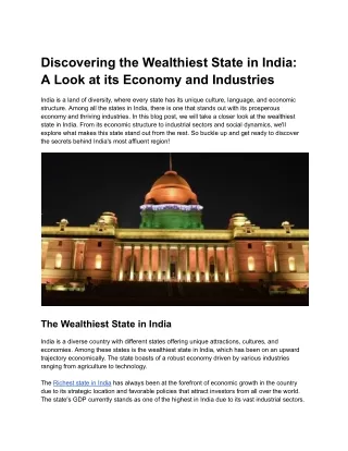 Discovering the Wealthiest State in India_ A Look at its Economy and Industries