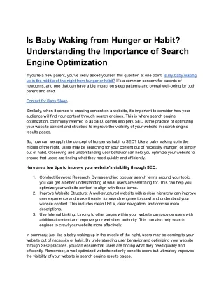 Is Baby Waking from Hunger or Habit_ Understanding the Importance of Search Engine Optimization