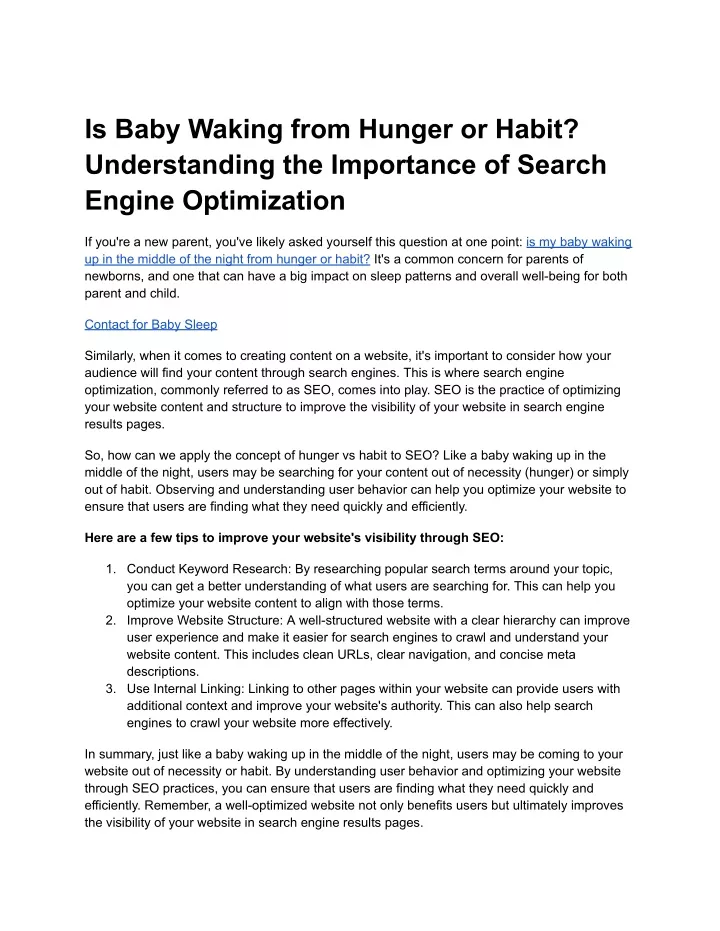 is baby waking from hunger or habit understanding