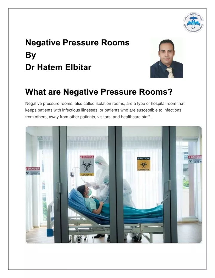 negative pressure rooms by dr hatem elbitar what