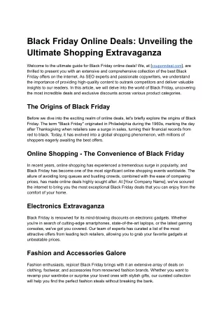 Black Friday Online Deals_ Unveiling the Ultimate Shopping Extravaganza