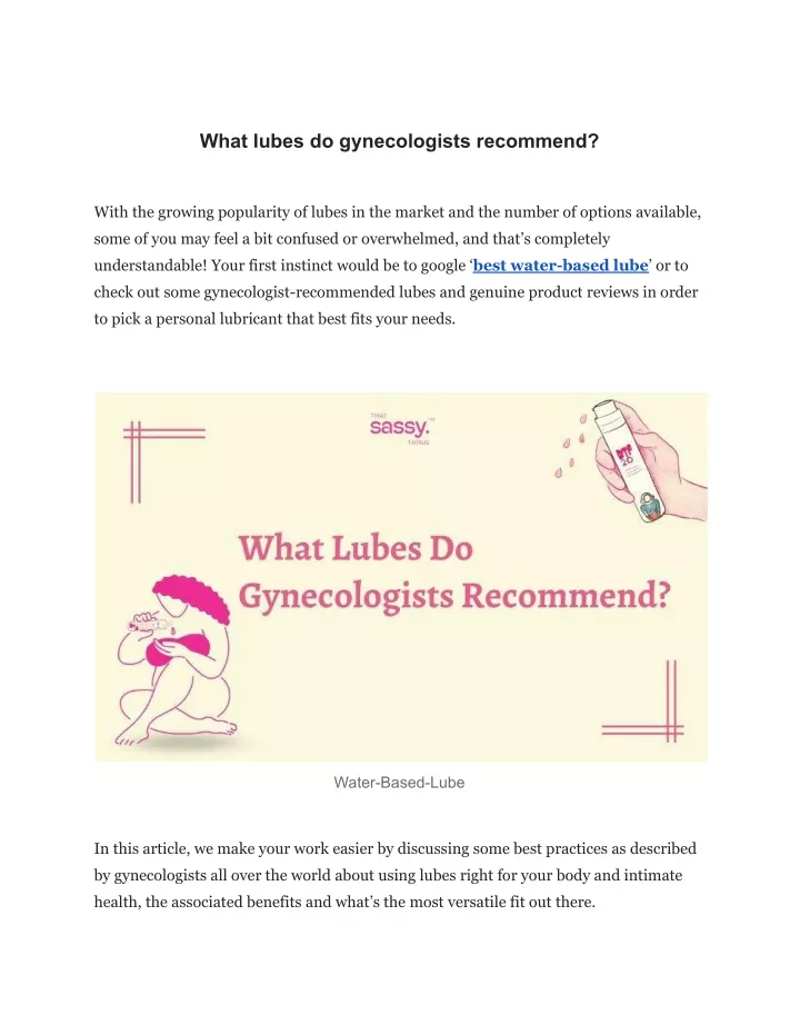 what lubes do gynecologists recommend
