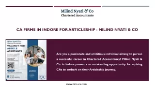 CA FIRMS IN INDORE FOR ARTICLESHIP - MILIND NYATI & CO