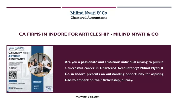 ca firms in indore for articleship milind nyati co