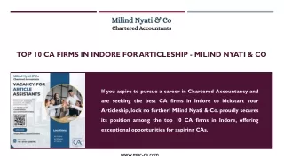 TOP 10 CA FIRMS IN INDORE FOR ARTICLESHIP - MILIND NYATI & CO