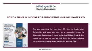 TOP CA FIRMS IN INDORE FOR ARTICLESHIP - MILIND NYATI & CO