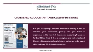 CHARTERED ACCOUNTANT ARTICLESHIP IN INDORE - MILIND NYATI & CO