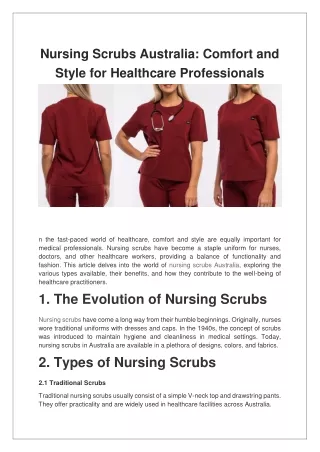 Nursing Scrubs Australia Comfort and Style for Healthcare Professionals