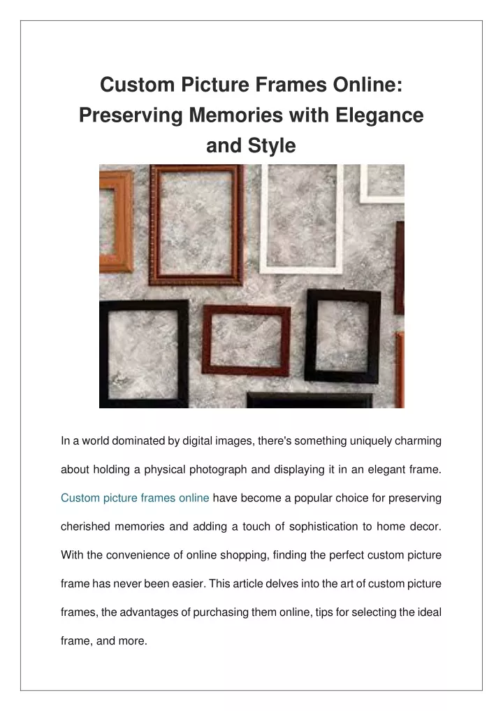 custom picture frames online preserving memories